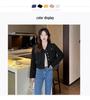 Real Shot Fashionable Women's Black Wool Xiang-Style Loose Short Jacket - Spring/Autumn Socialite Wear