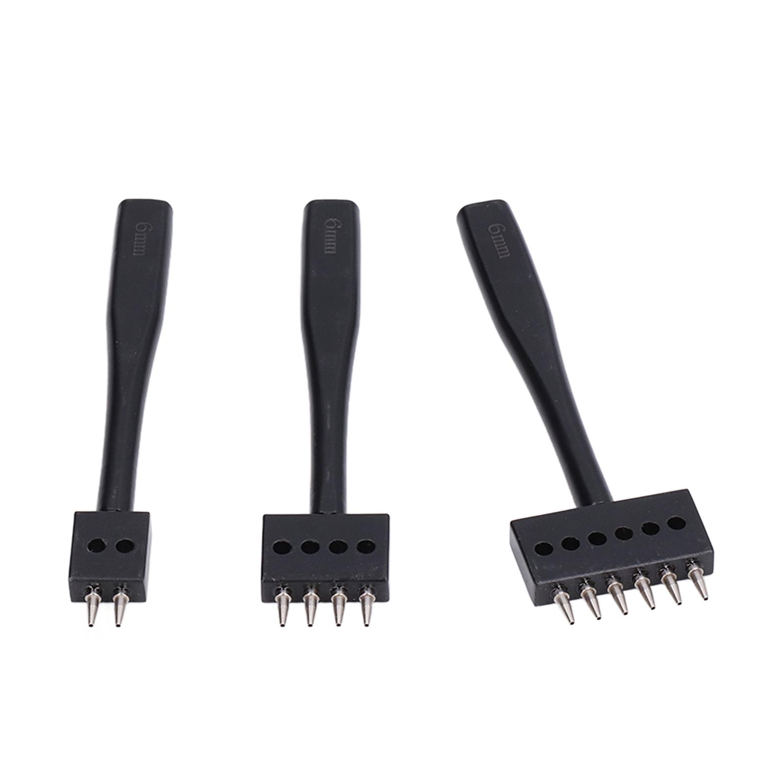

3Pcs Prong Punch Tool Set Fast Punching Various Sizes High Strength Professional Design DIY Leather Row Punch Tool6mm