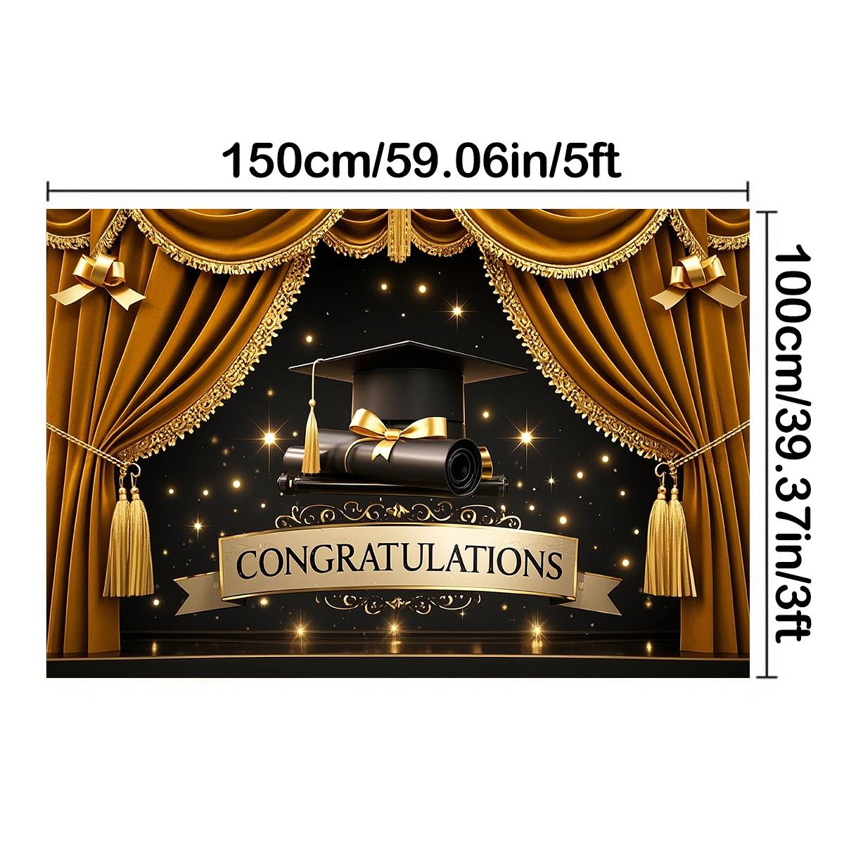 

Фон для выпускного вечера, текст «Поздравления», тема выпускного колпачка и занавеса для дома, сада или праздника, декор выпускного 150*100cm / 5*3ft