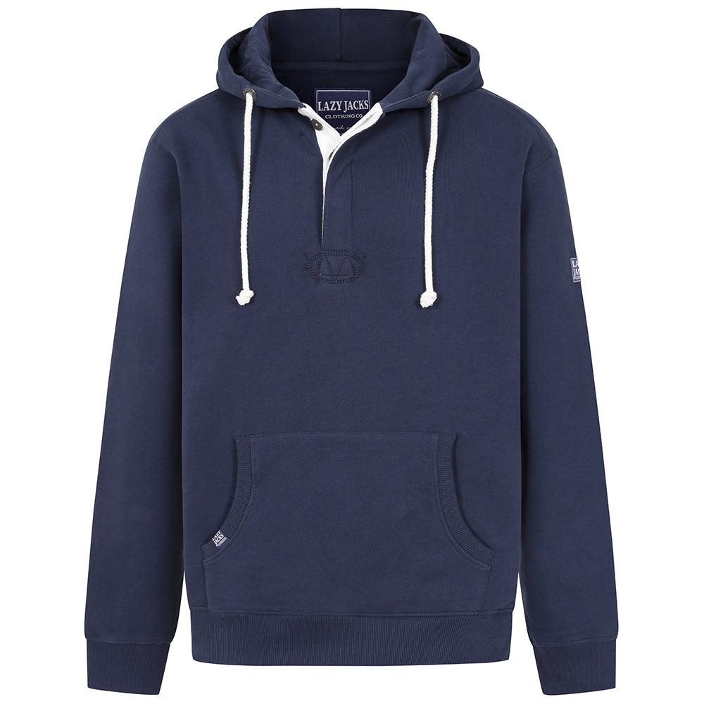 Lazy Jacks Mens Button Neck Hoodie