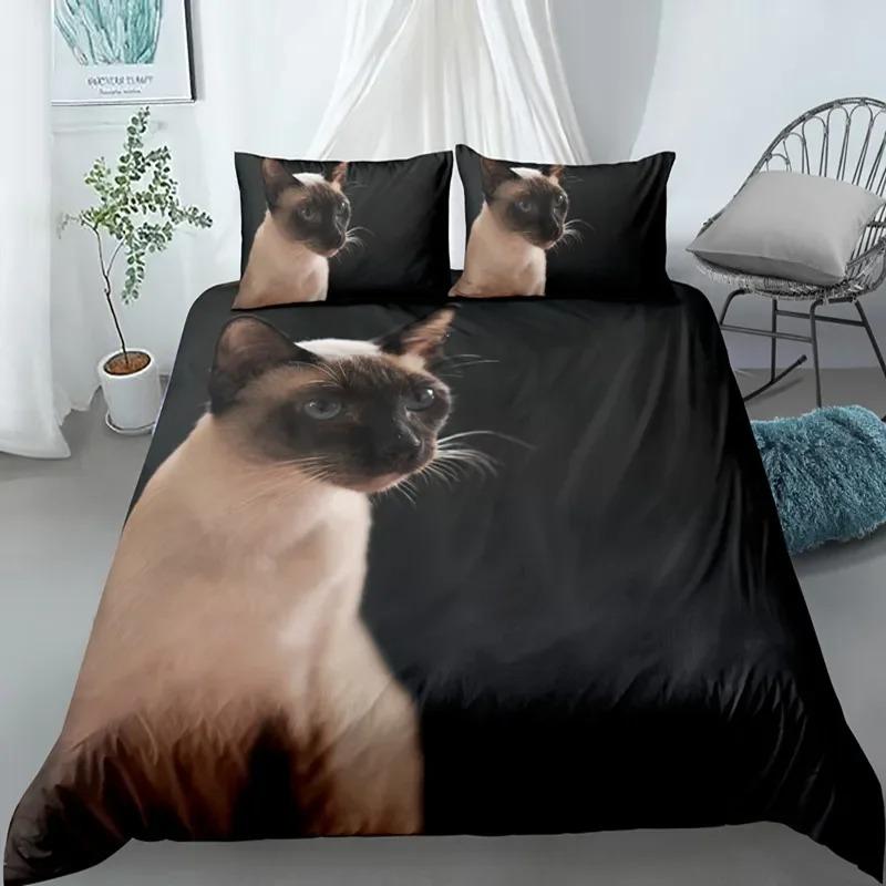 Kanadische Sphynx Katze Bettbezug King Queen Liebliches Haustier Kätzchen Bettwäsche Set Kinder Jugendliche Erwachsene Niedliches Tier Weiche Polyester Steppdecke Bezug