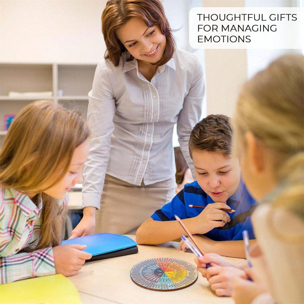 Feelings Wheel Therapy Office Desk Decor Double Sided Mental Health Office Emotions Chart with Stand Therapist Gifts for Home