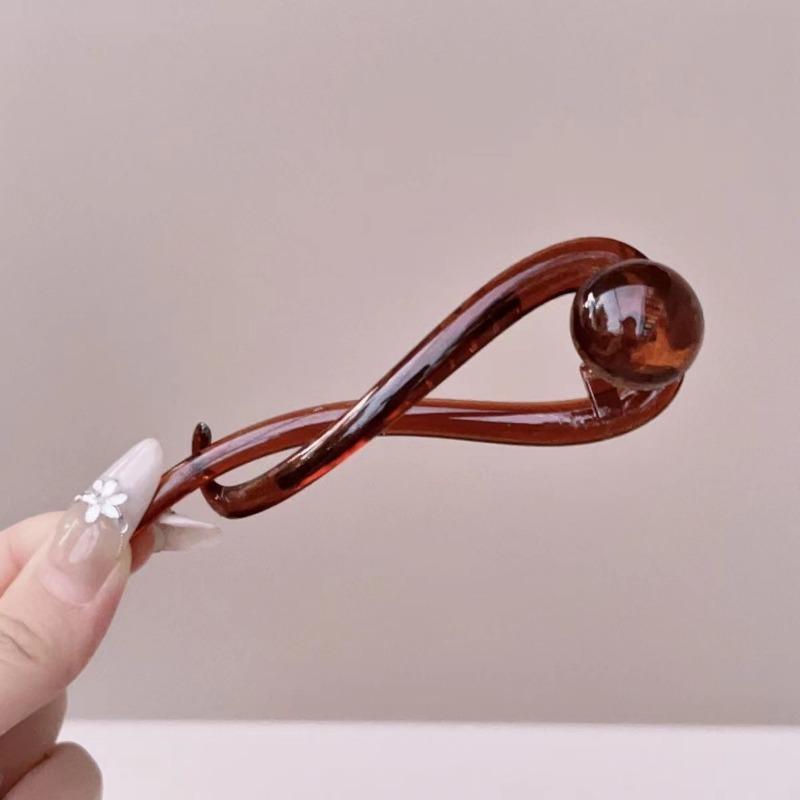 

Простая кофейная заколка-зажим с жемчужиной 2024 года, новая заколка для волос с закрученной головкой, заколка в виде акулы, аксессуары для волос one size