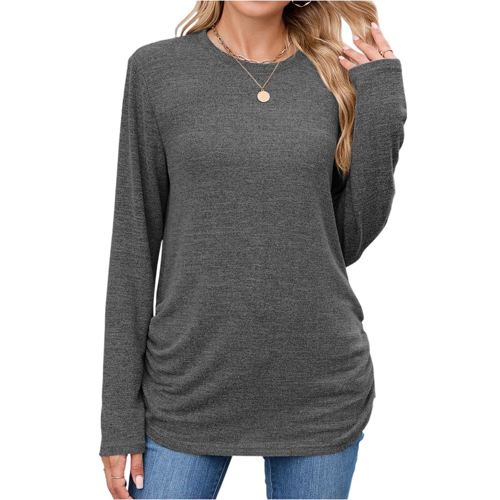 Women Tops Long Sleeve R-Neck Shirts Fall Fashion  Casual Business Tunic Blouses