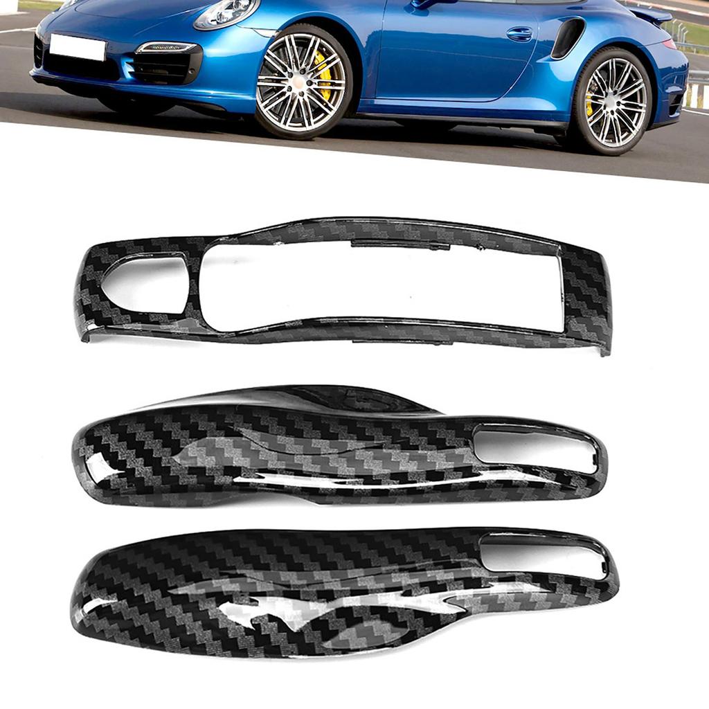 3pcs/set Carbon Fiber Style Car Remote Key Trim Cover ABS Fit for Porsche Cayman 911 970 981