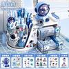 1set Pen holder storage box, large capacity children's student desk drawer style three in one 360 degree astronaut pen holder