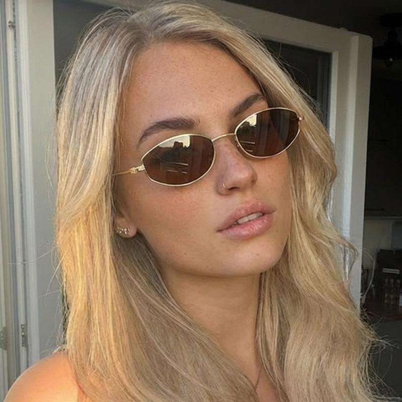 Oval Small Frame Sunglasses Women Fashion Metal Frame Men Sunglasses Retro Square Punk Glasses Outdoor Driving Sunglasses UV400