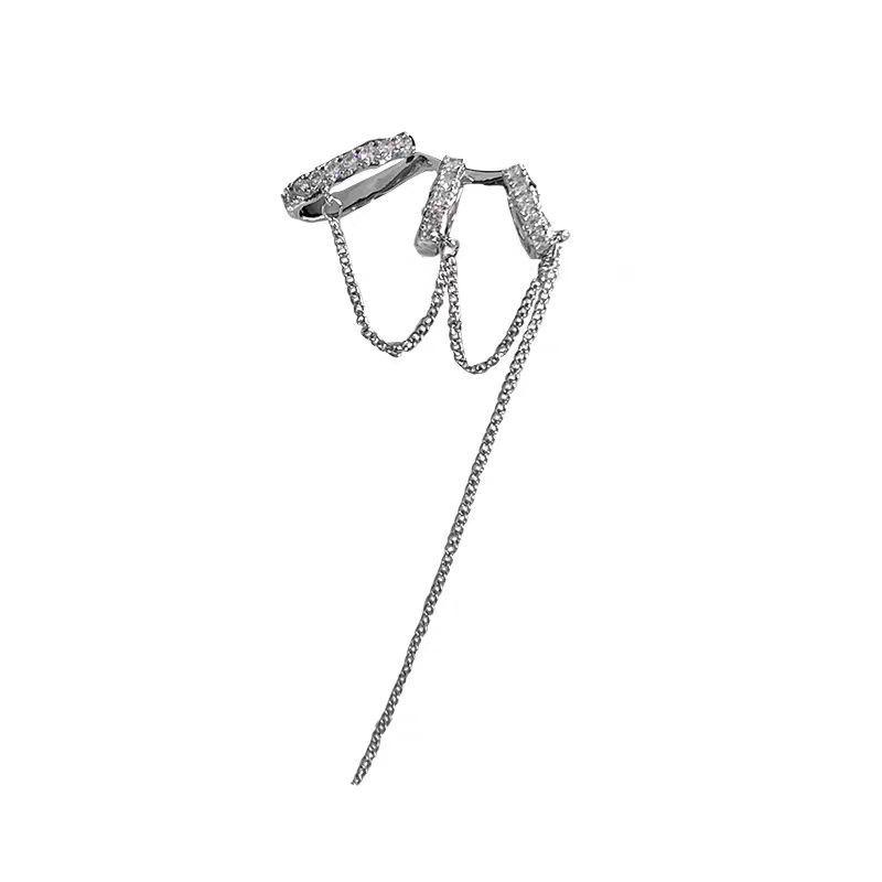 Rhinestone Tassel Ear Clip: Light Luxury & Fashionable Non-Pierced Earrings