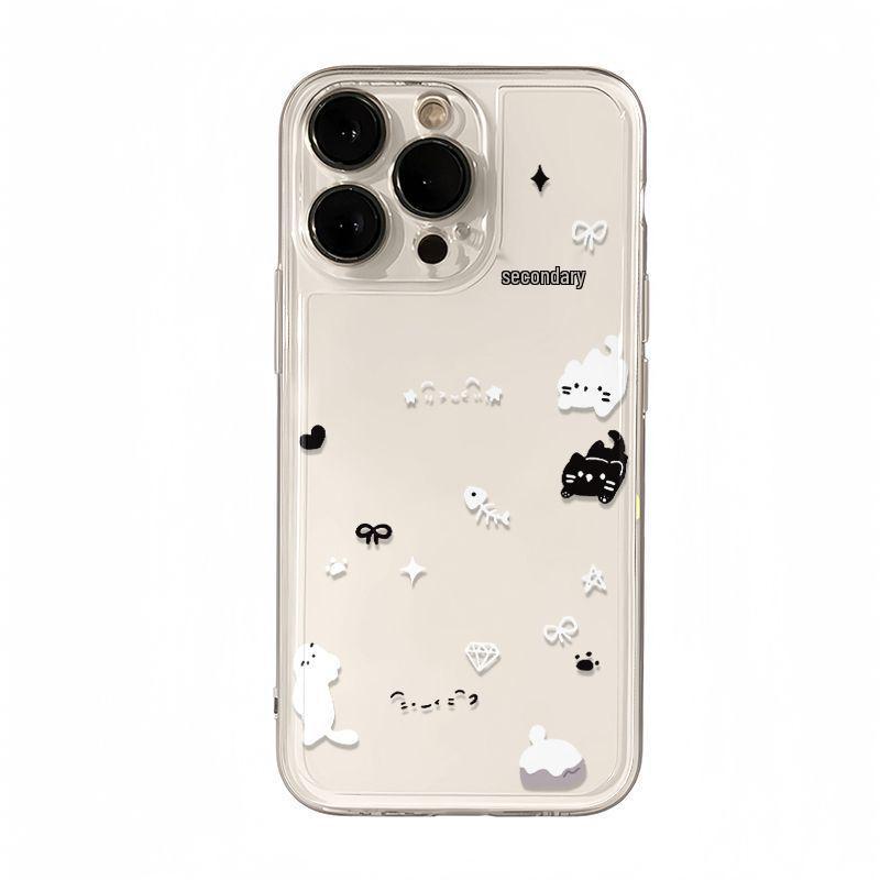 Kitten & Bow Cartoon Phone Case for Apple iPhone 13, 14, 15, 16 Pro/Max with Precise Cutouts