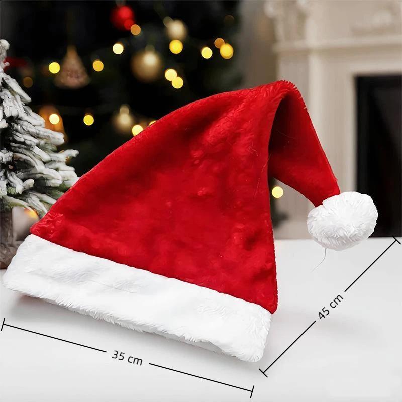 Soft Plush Christmas Santa Hat with Fluffy White Brim Multicolor Optional for Holiday Party Xmas Cosplay Costume