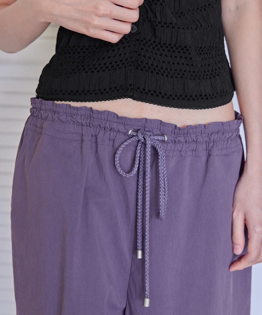 Leondeondada Nylon Cargo String Hem Pants, Purple