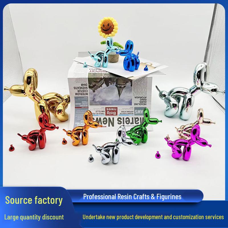 Trendy Resin Poop Dog Balloon Figurine - Modern Home Decor Ornament
