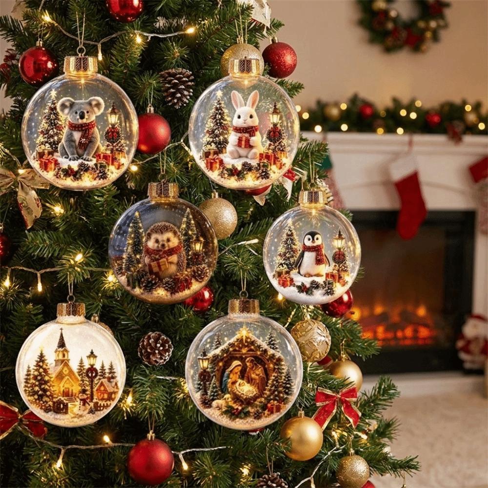 Acrylic Light-Up Christmas Ball Ornament Transparent LED Christmas Tree Globe Decor New Year