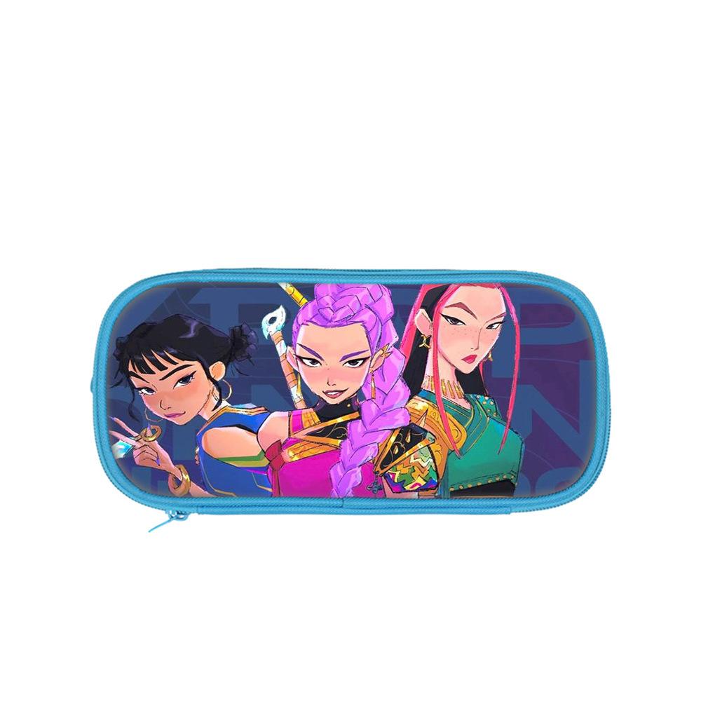 Student Blue Double-layer Pencil Case Kpop Witch Hunting Girl Group Student Storage Stationery Bag Pencil Bag
