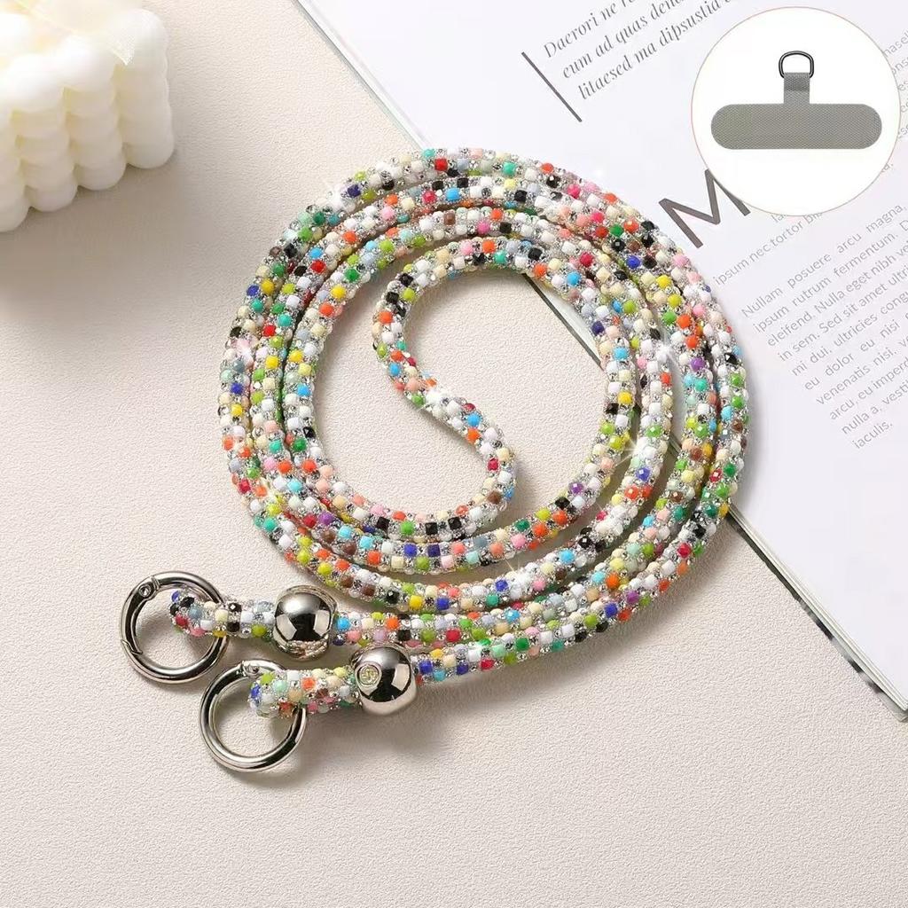 60cm Pasek na telefon z paskiem na ramię i uchwytem na telefon komórkowy Plastikowe perły Ozdoba ze strasu