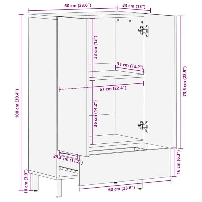 VidaXL Buffet noir 60x33x100 cm bois d'ingénierie, armoire latérale, armoire de rangement haute, vitrine haute, armoire 4017678