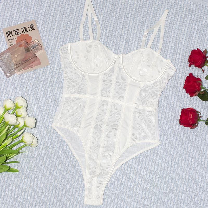 Alluring Lace Patchwork Cutout Bodysuit - Slim Fit Sling Vest