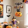 Wooden Halloween Door Hanging Decorations Bat Pumpkin Porch Sign Wall Decor Haunted House Ghost Spider Web Holiday Indoor Outdoor Home Ornament