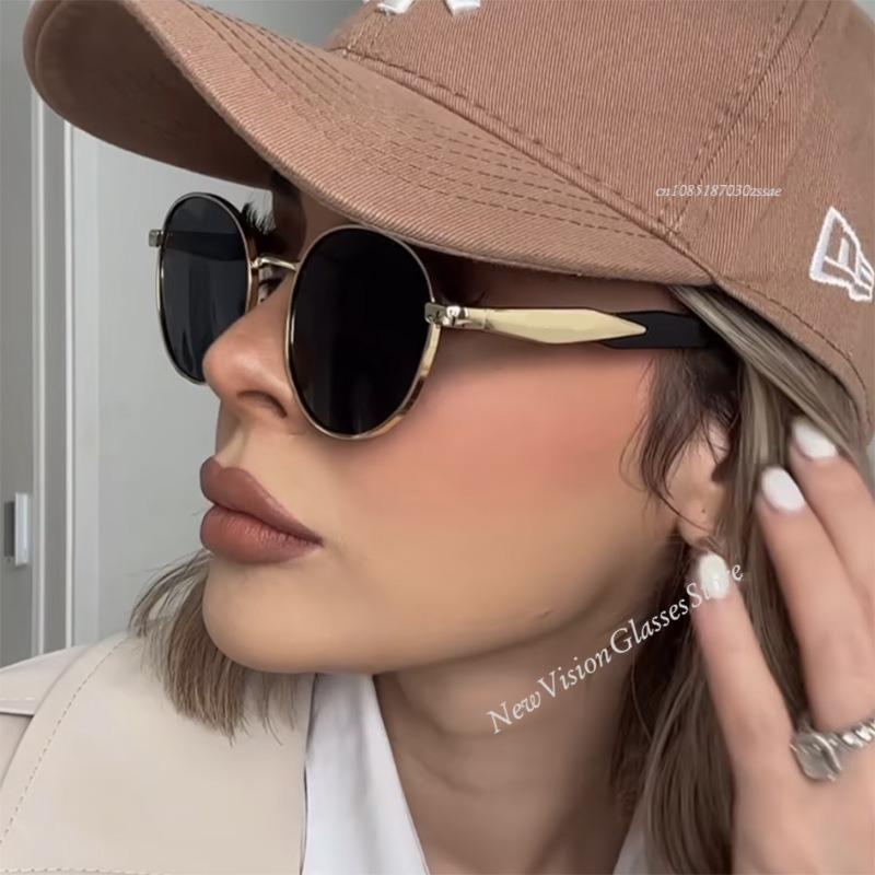 Vintage Round Metal Sunglasses Women New Fashion Retro Sun Glasses Female Brand Designer Ins Trendy Eyewear Male Uv400