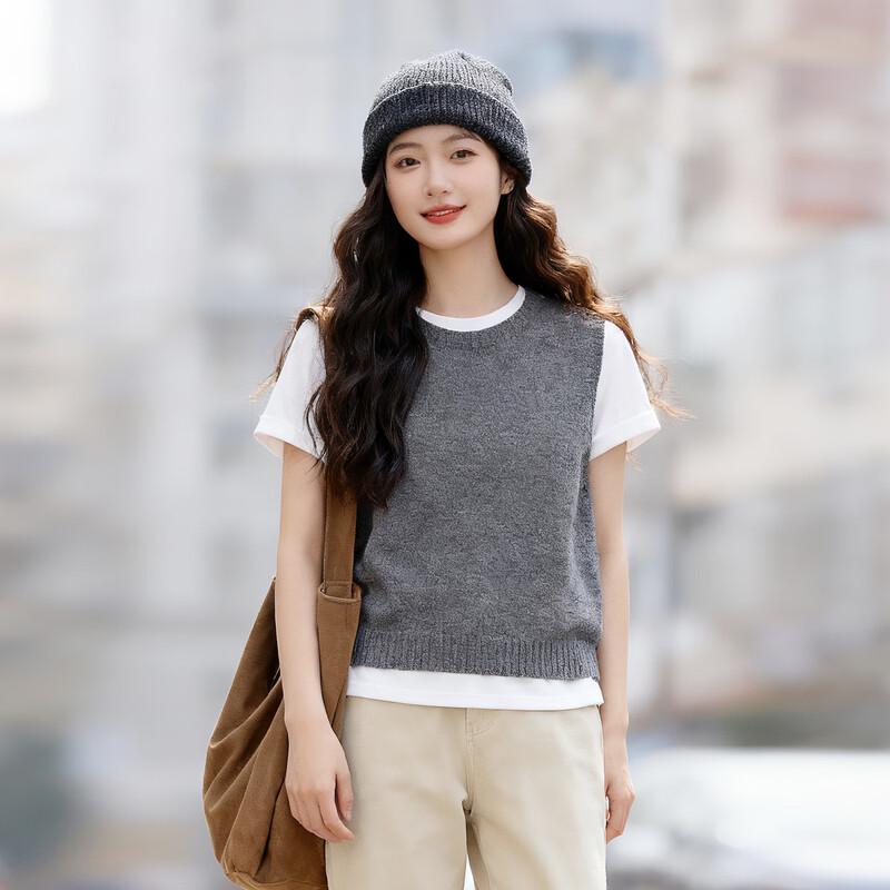 Elva' Island Women's 100% Wool Round Neck Knit Vest
