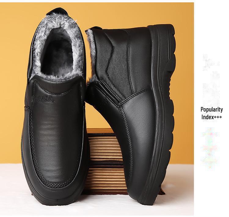 Pantofi de iarnă pentru bărbați din bumbac: Dimensiune mare, plus catifea, caldă, îngroșată, anti-alunecare, impermeabilă pentru vârste mijlocii și vârstnici.