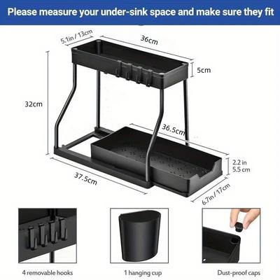 Bathroom & Kitchen Multi-Layer Pull-Out Storage Rack - Clutter Organizer for Sink Area & Seasonings