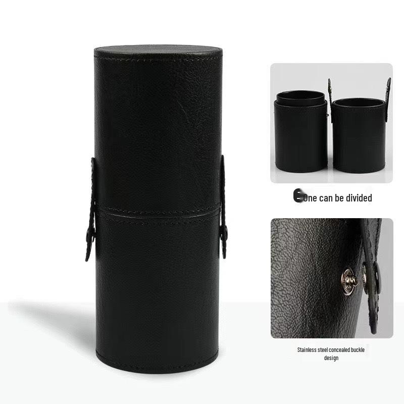 Przenośny Wielofunkcyjny Pojemnik na Pędzle do Makijażu ze Skóry PU z Pokrywką - Mały, Wodoodporny, Pyłoszczelny Rozwiązanie do Przechowywania