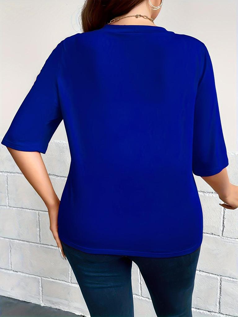 Plus Size Women's Mid-Sleeve Cardigan Jacket - Lightweight, Solid Color, 2026 New Arrival