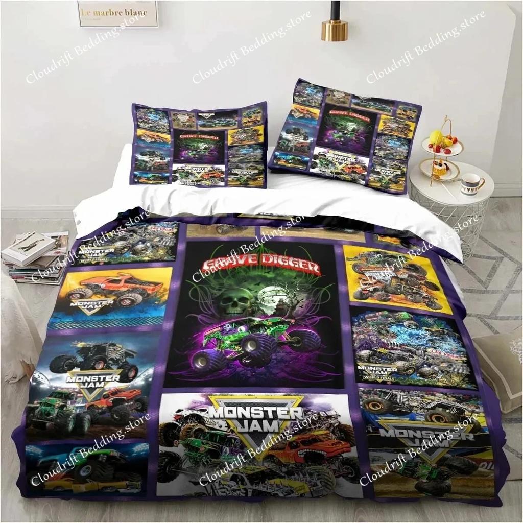 Cartoon Monster Trucks Duvet Cover Exquisite Digital Printing Bedding Set Comforter Bed Youth Home Decor Kids Girl Boys Gift026