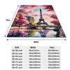 Whimsical Paris Eiffel Tower Watercolor Blanket - Dreamy Cherry Blossom Spring Scene Throw - Soft Cozy Decor for Home, Perfect W