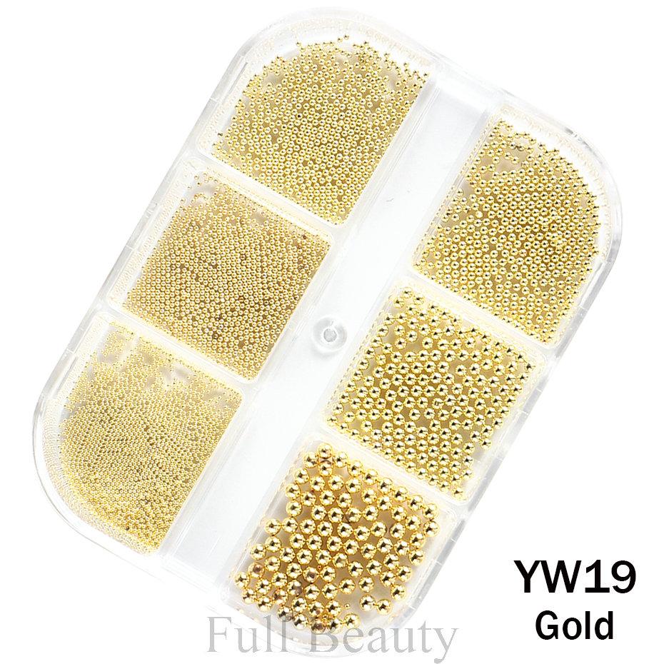 Xiaomi 6 Grid Gold Mixed Size Stainless Steel Metal Bead Nail Art Decoration 3D Mini Small Caviar Ball Sliver Charm Pearl Manicure
