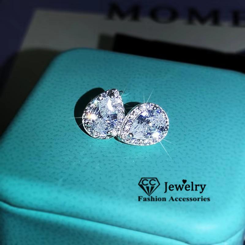 CC Stud Earrings for Women Ladies 925 Silver Needle Fine Jewelry Hot Cubic Zircon Ear Brincos Wholesale Accessories