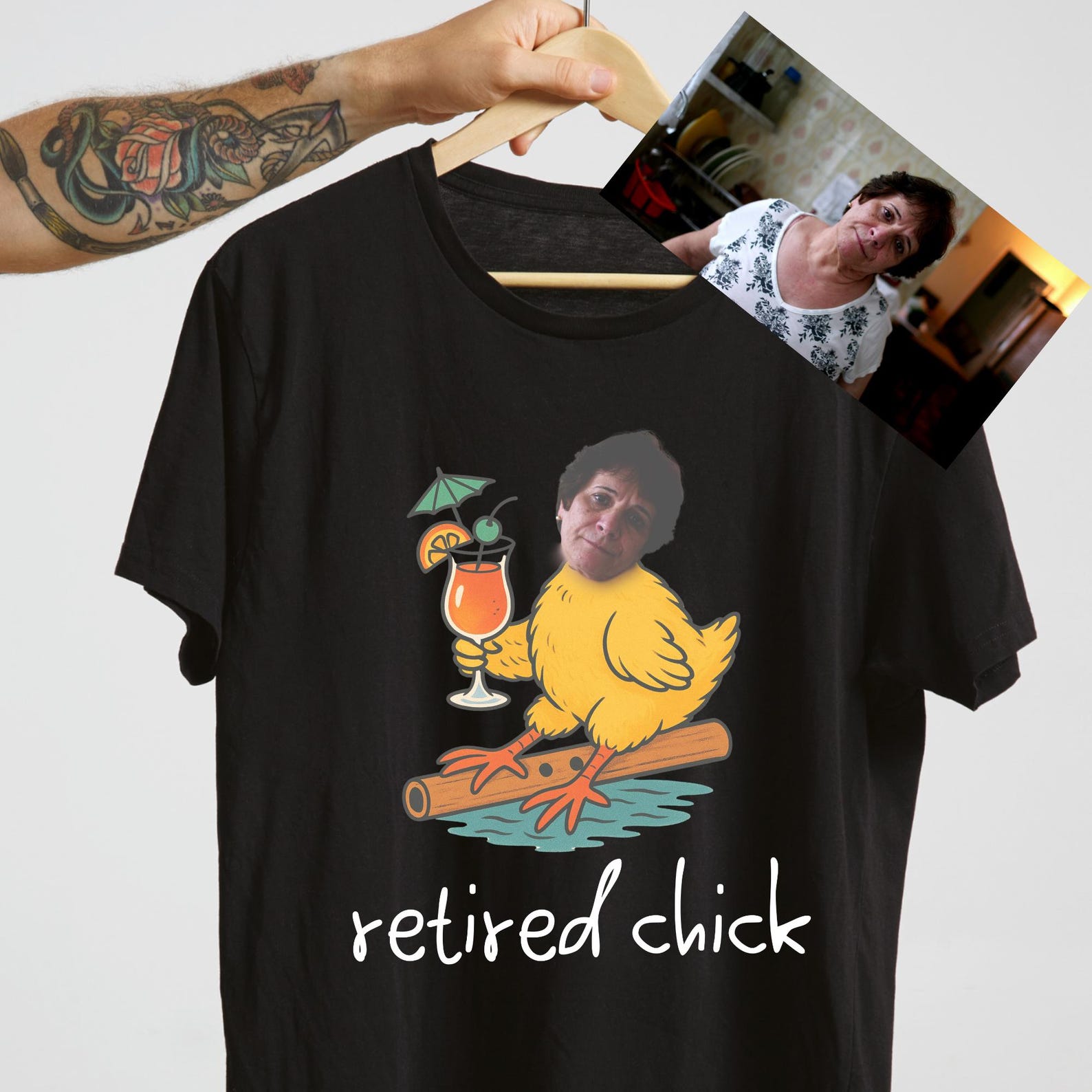 Custom Grandma Retirement T-Shirt – Funny Cocktail Chick Retro Design 2XL