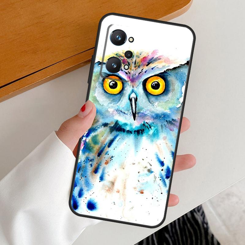 Owl Watercolor Animal For Realme GT7 GT6 15 Pro 10 11 12 13 14 Pro Plus C65 C63 C61 C55 C51 C53 C35 C75 C67 Case