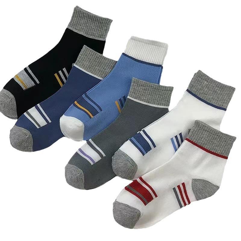 10 Pairs of Men's Spring and Autumn Color Striped Sports Sweat Absorption Deodorant Socks