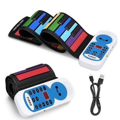 POGOLAB Piano à Rouleau, Piano Électronique Pliable, Rechargeable, Affichage LED, Haut-parleur Intégré, Compatible MIDI, Portable, pour Enfants et Débutants (49 Touches)