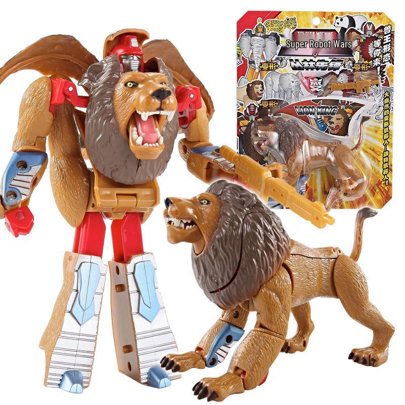 Kaelile Animal Vanguard: Transforming Mecha Warriors Puzzle - Lion, Elephant, White Tiger, Eagle, Panda Robot Toy.