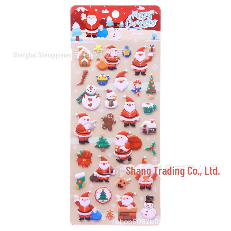 Nové 3D vánoční pěnové samolepky: Dětské kreslené návrhy s Santa Clausem, sněhovou vločkou a losem