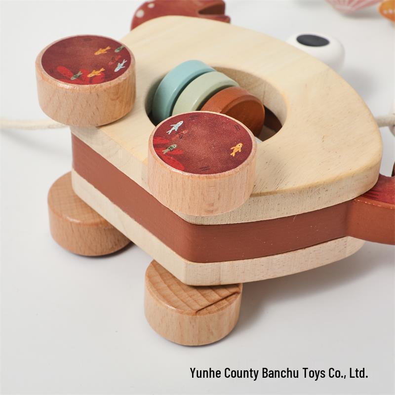 Crab Car: Wooden Bead Maze & Rattle for Baby Learning