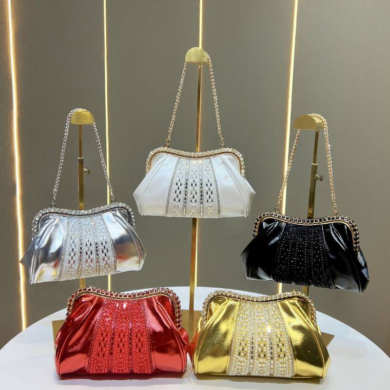 Bridal Sparkling Clutch Bag With Chain For Evening Events And Formal Parties