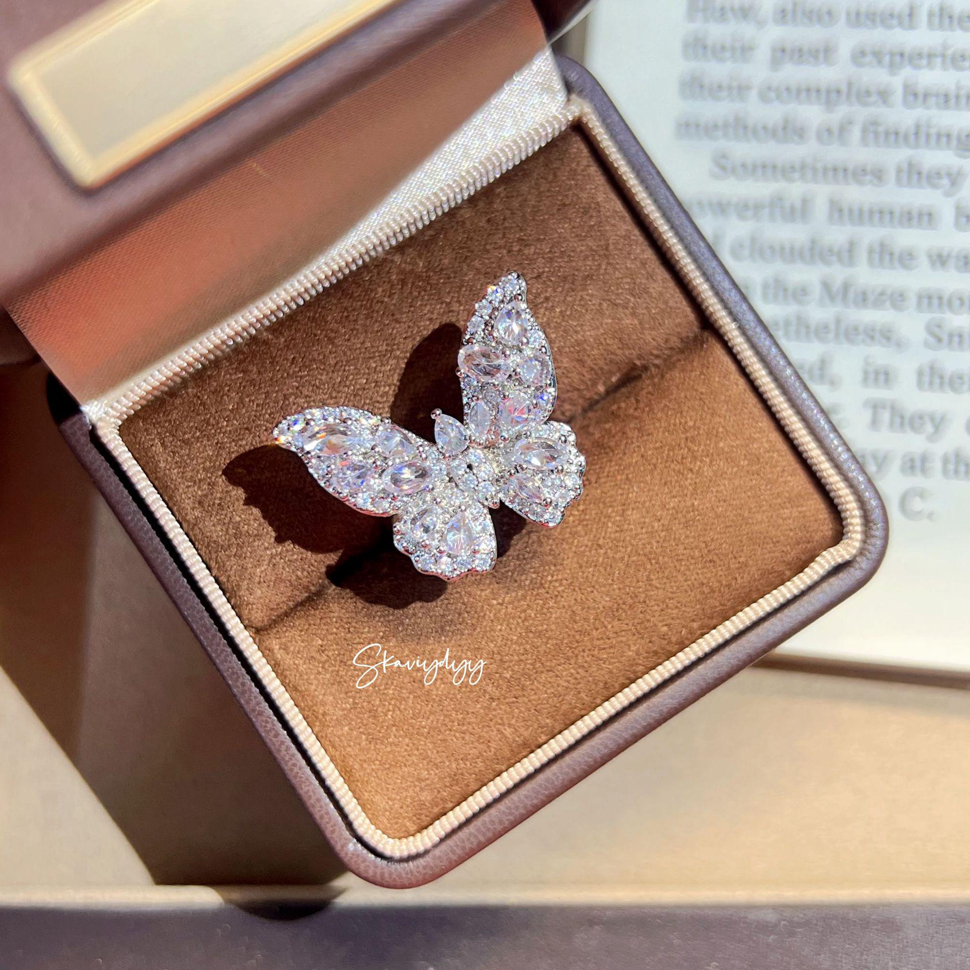 Luxury Diamond Butterfly Zirconia Open Ring Adjustable Open