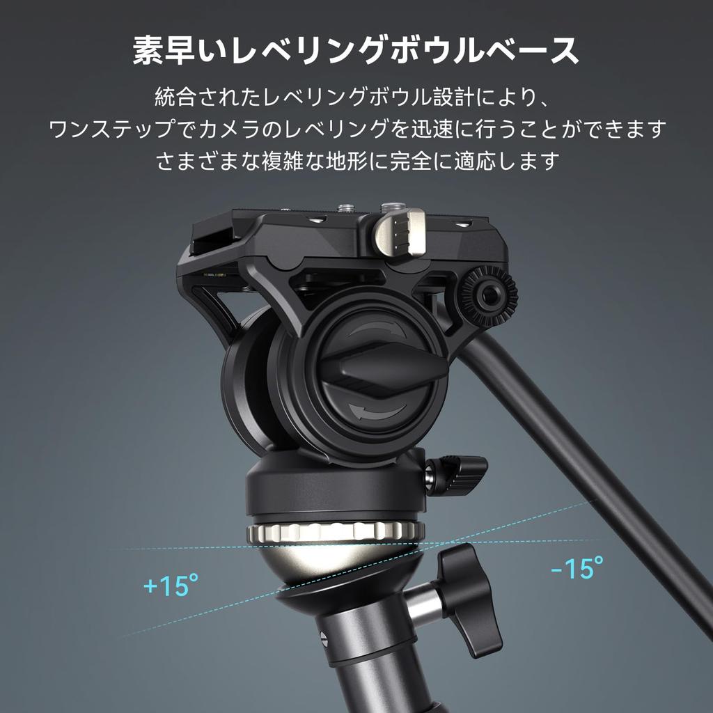 SmallRig CT210 Video Tripod with Leveling Base and Video Head Tripod Height Up To Load Capacity Camera Monopod Height Up To Aluminum Compatible with