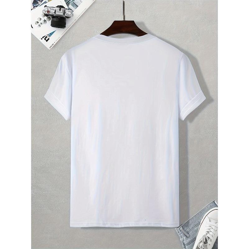 [Men's Skeleton Fish Tee] Men's Summer Casual T-Shirt - Unique Skeleton Fish Design, Breathable, Round Neck, Machine Washable