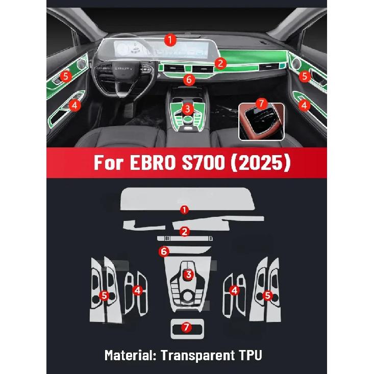Защитная пленка от царапин для центральной консоли, медиа-панели, приборной панели, навигации автомобиля EBRO S700 2025, Стикер Left rudder driving