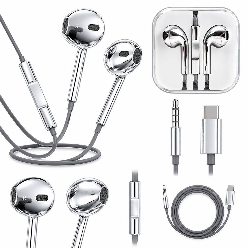 Metallic Finish In-Ear Earbuds In-Line Remote Earphones With Microphone Mobile Phone Calling