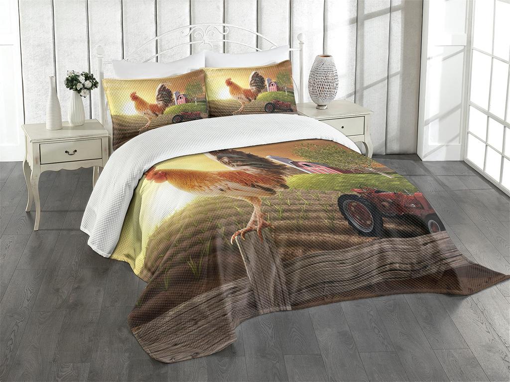 Hahn Druck Bettwäsche Bettbezug Set Niedliches Küken Bettdeckenbezug Set für Raumdeko Full King Size mit 2 Kissenbezügen 3-teilig