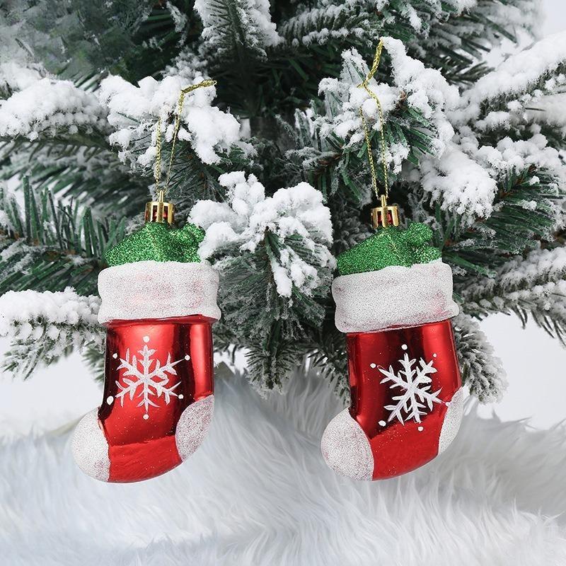 2/4Pcs Cartoon Red Plastic Christmas Ornaments, Xmas Tree Hanging Pendants, Holiday Decorations for Home, Bar, Shop, Wedding & Party