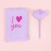 Heart-Shaped Stationery Set: Plush Notebook, Embroidered Pen, Valentine's Edition