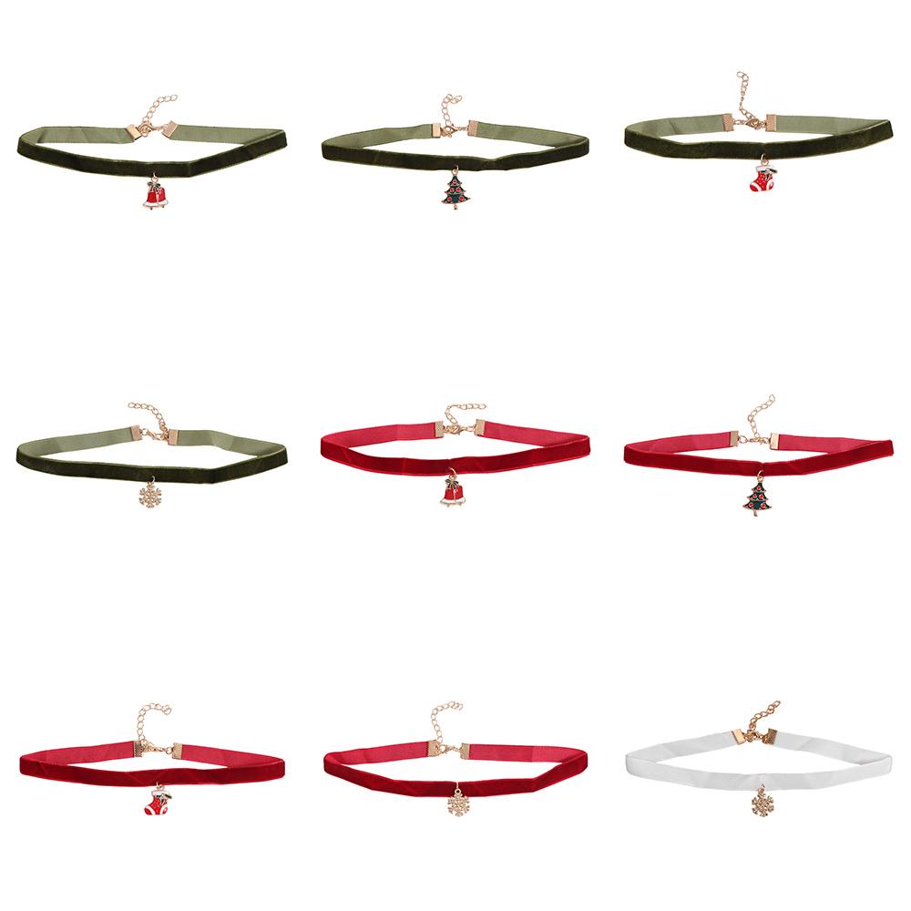 Santa Velvet Collar Necklaces Cartoon Cartoon Pendant Choker All-match Christmas Choker  Women