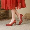 8088-6 Bridesmaids Bridal Wedding Shoes Women's New Pointed Thin Heel Xiuhe Shoes Temperament High Heels Women's 8CM
